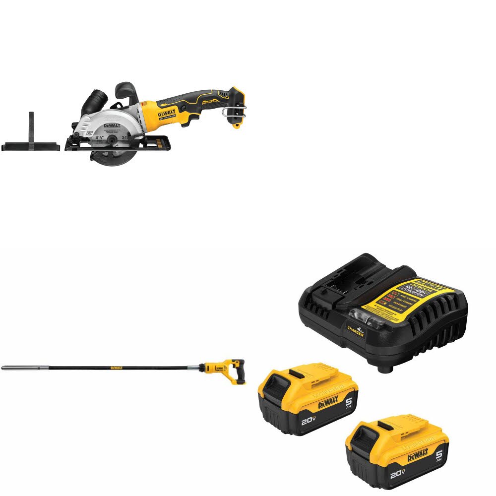 DeWalt DCS571B Circular Saw Kit W/ DCE531B Concrete Vibrator and FREE DCB205-2C Battery Kit
