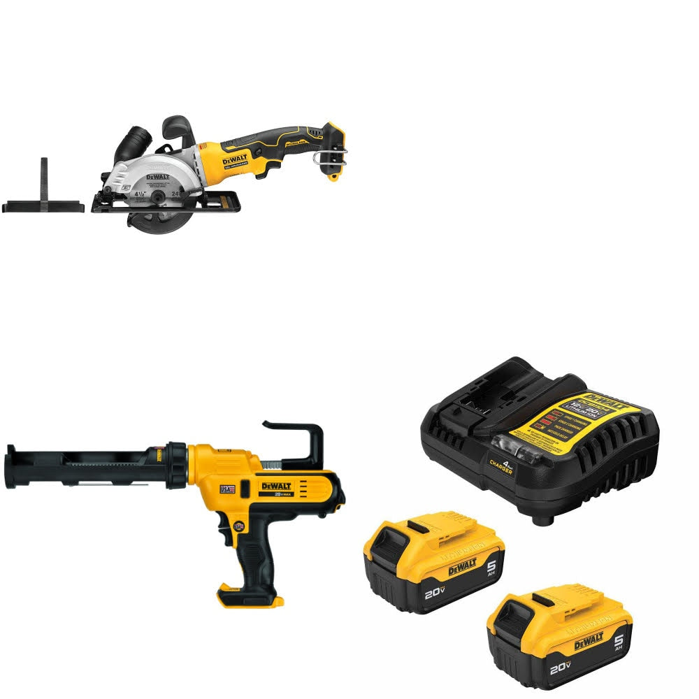 DeWalt DCS571B Circular Saw Kit W/ DCE560B Caulking Gun and FREE DCB205-2C Battery Kit