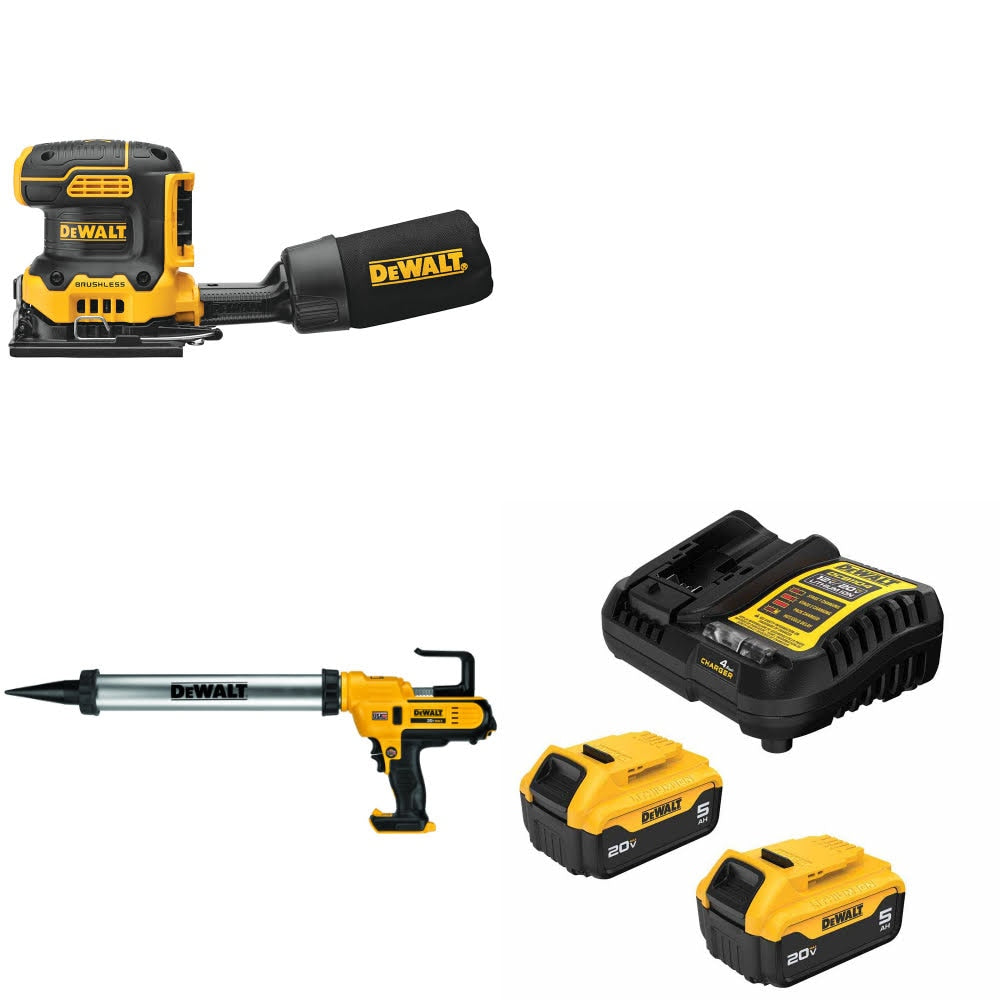 DeWalt DCW200B Sander Kit W/ DCE580B Adhesive Gun and FREE DCB205 Battery Kit