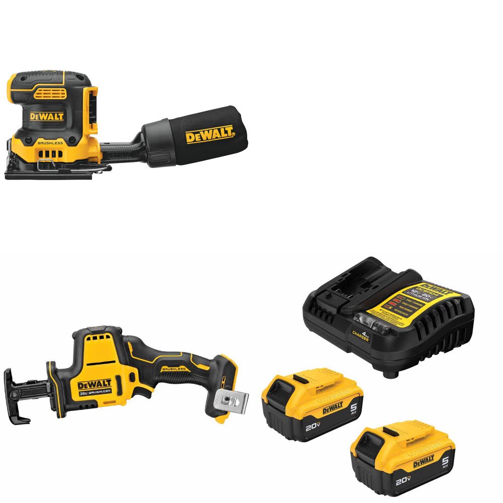 DeWalt DCW200B Sander Kit W/ DCS369B Reciprocating Saw and FREE DCB205 Battery Kit