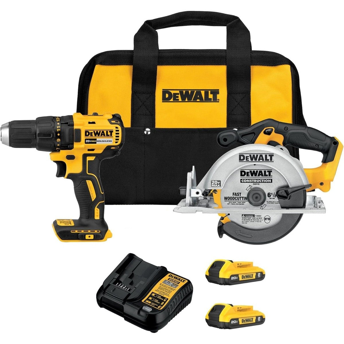 DEWALT DCK252D2 20V MAX Drill Driver and Circular Saw Combo Kit with 2Ah Batteries (2 Tool Kit)