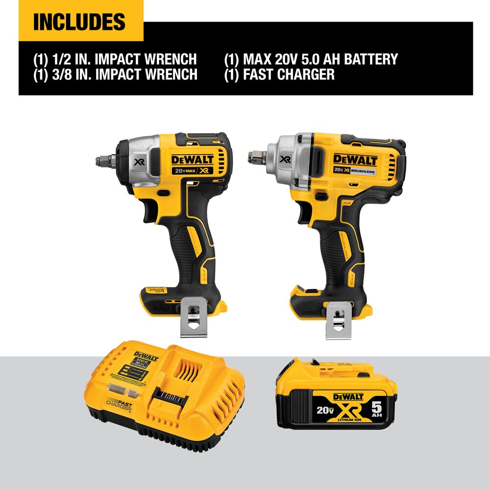 DeWalt DCK205P1 20V Max Cordless Impact Wrench 2-Tool Combo Kit - 3