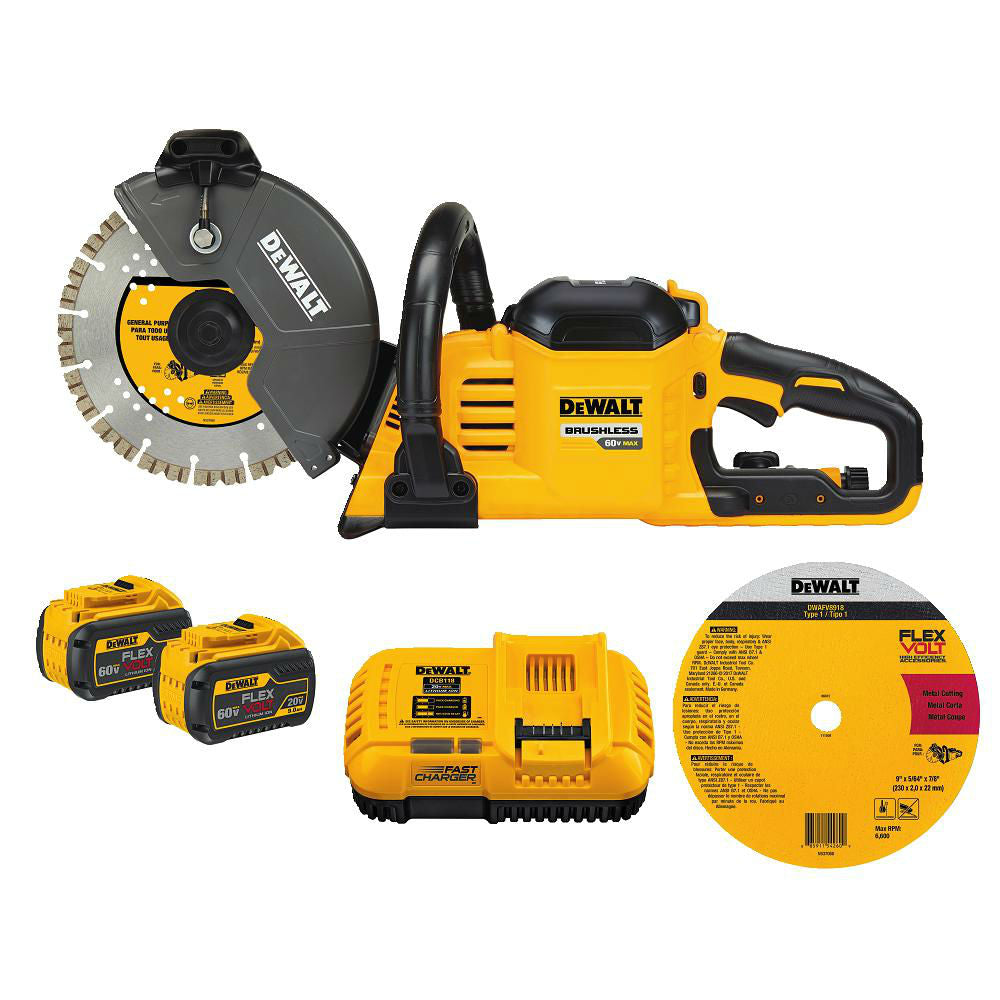 DeWalt DCS690X2 Flexvolt 60V Max* Cordless Brushless 9" Cut-Off Saw Kit