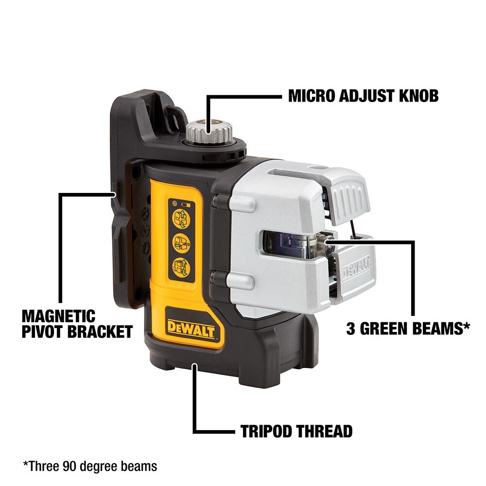 DeWalt DW089CG 3 Line Green Laser Level - 2