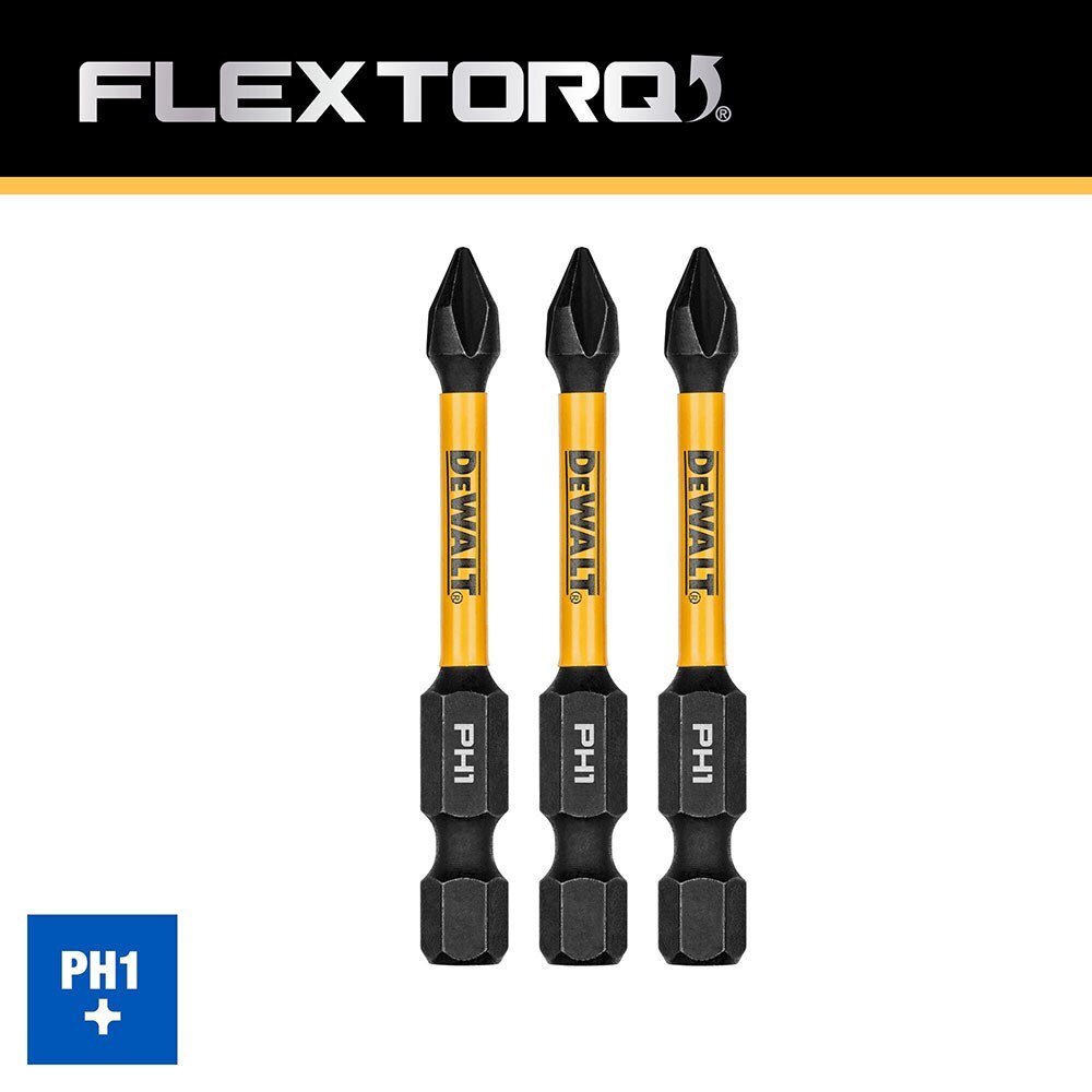 DeWalt DWAF2PH1IR3 PH1 FLEXTORQ 1/4 x 2.25in Impact Driver Bits, 3-Pack - 4
