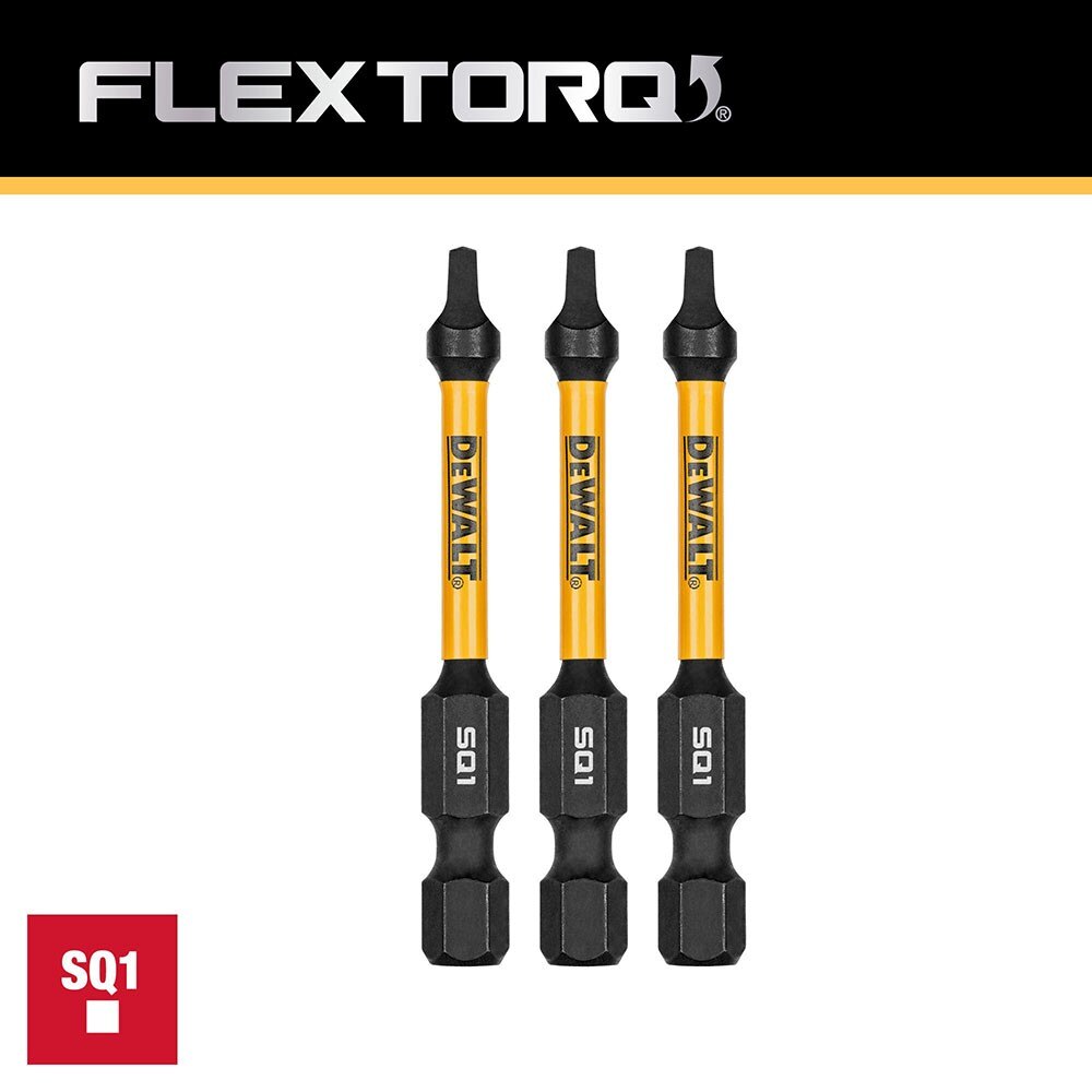DeWalt DWAF2SQ1IR3 SQ1 FLEXTORQ 1/4 x 2.25in Impact Driver Bits, 3-Pack - 4