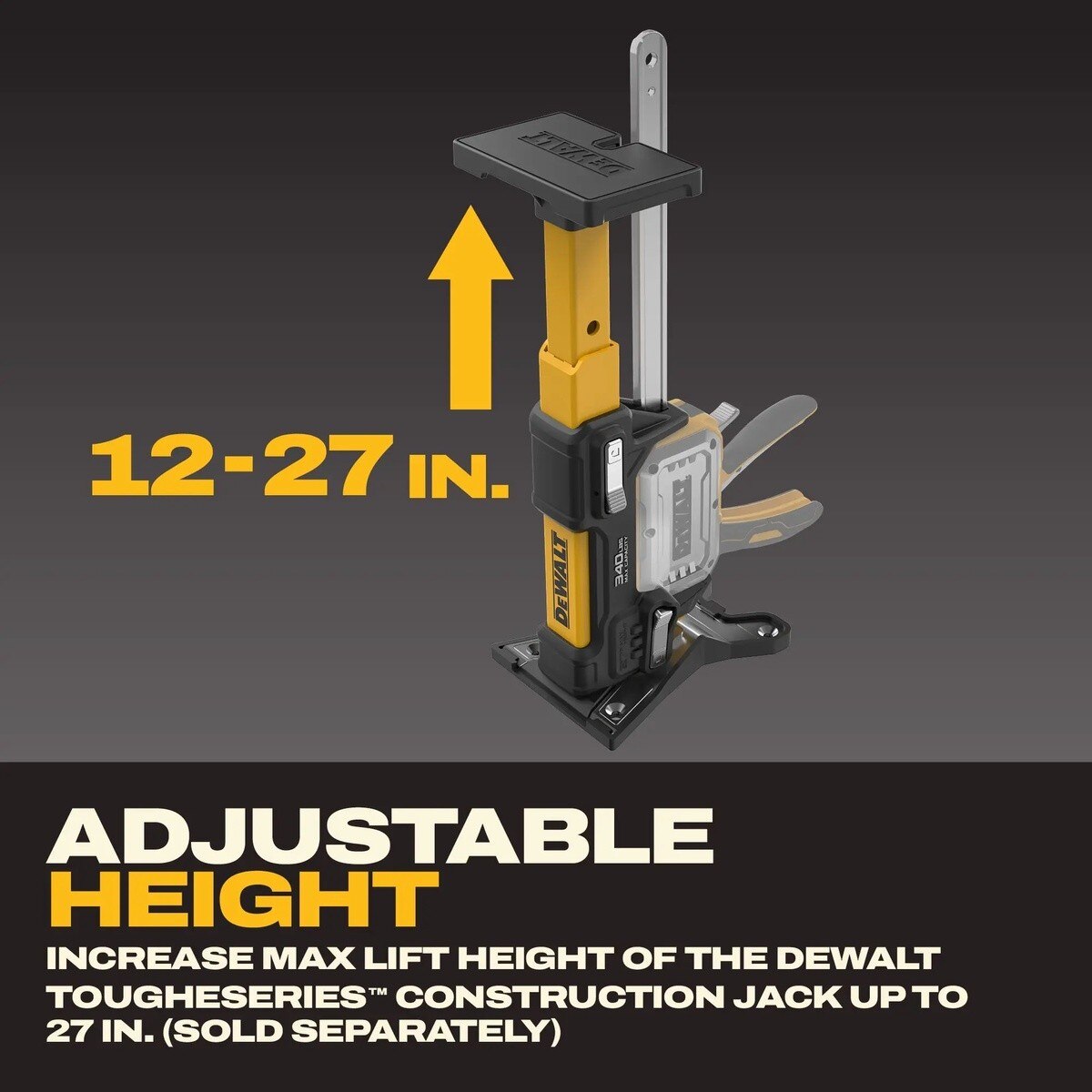 DeWalt DWHT83554 ToughSeries Construction Jack Extension Adjustable 12-27" Height 340 lb Capacity - 4
