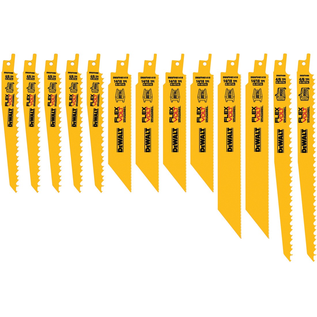 DeWalt DWAFV413SET 13 Piece Wood and Metal Reciprocating Saw Blade Set