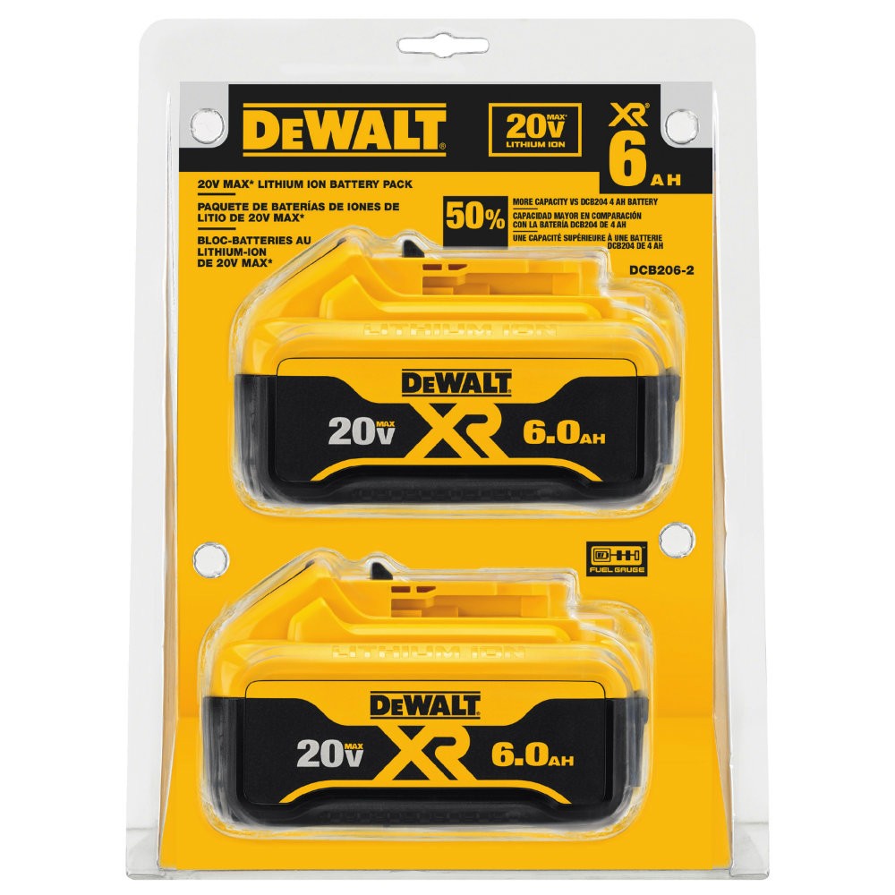 DeWalt DCB206-2 20V MAX Li-Ion XR 6.0 AH Battery Pack