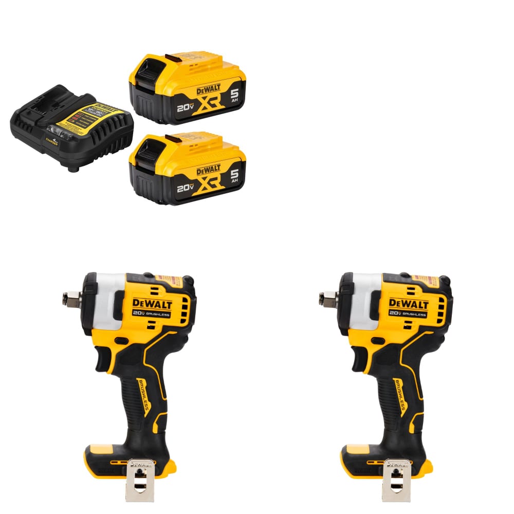 DeWalt DCB205-2C 20V MAX Starter Kit W/ FREE DCF911B 20V MAX Impact Wrench-2Pk