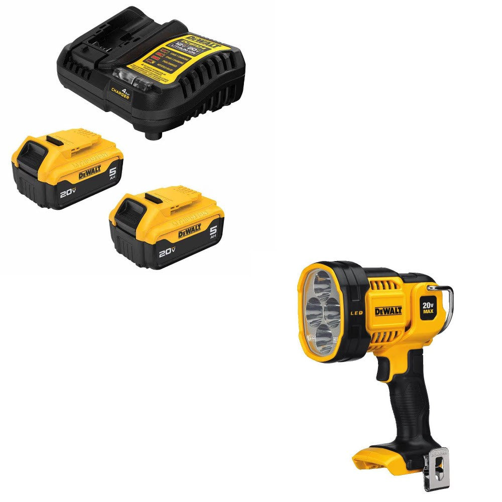 DeWalt DCB205-2C 20V MAX 5Ah Battery Kit W/ FREE DCL043 LED Spotlight