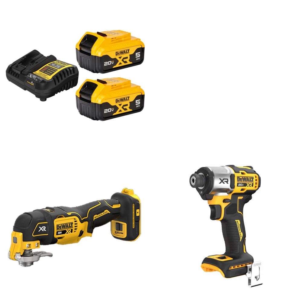 DeWalt DCB205-2C 20V Starter Kit W/ FREE DCS356B 20V Multi-Tool & Impact Driver