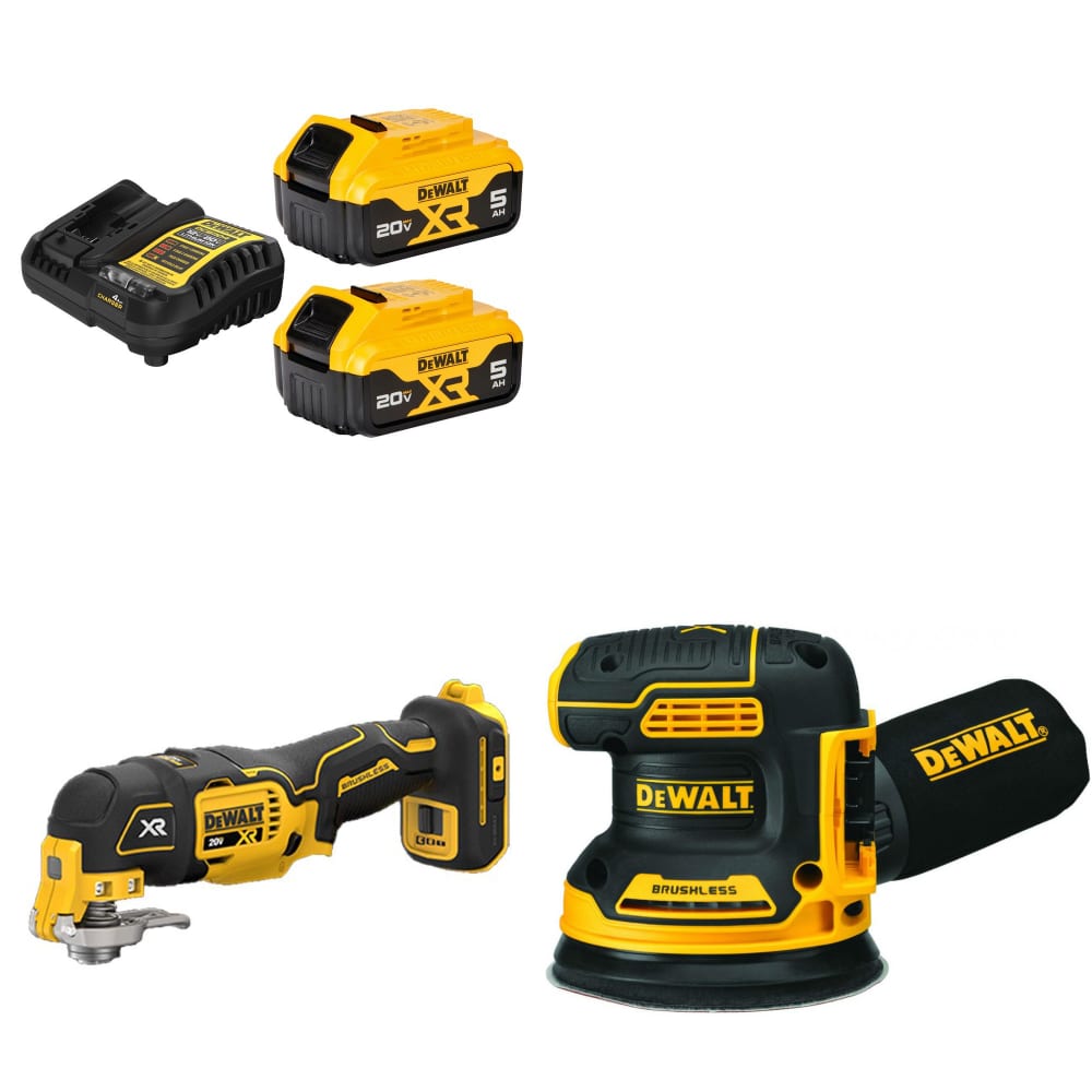 DeWalt DCB205-2C 20V 5Ah Starter Kit W/ FREE DCS356B 20V Multi-Tool & Sander