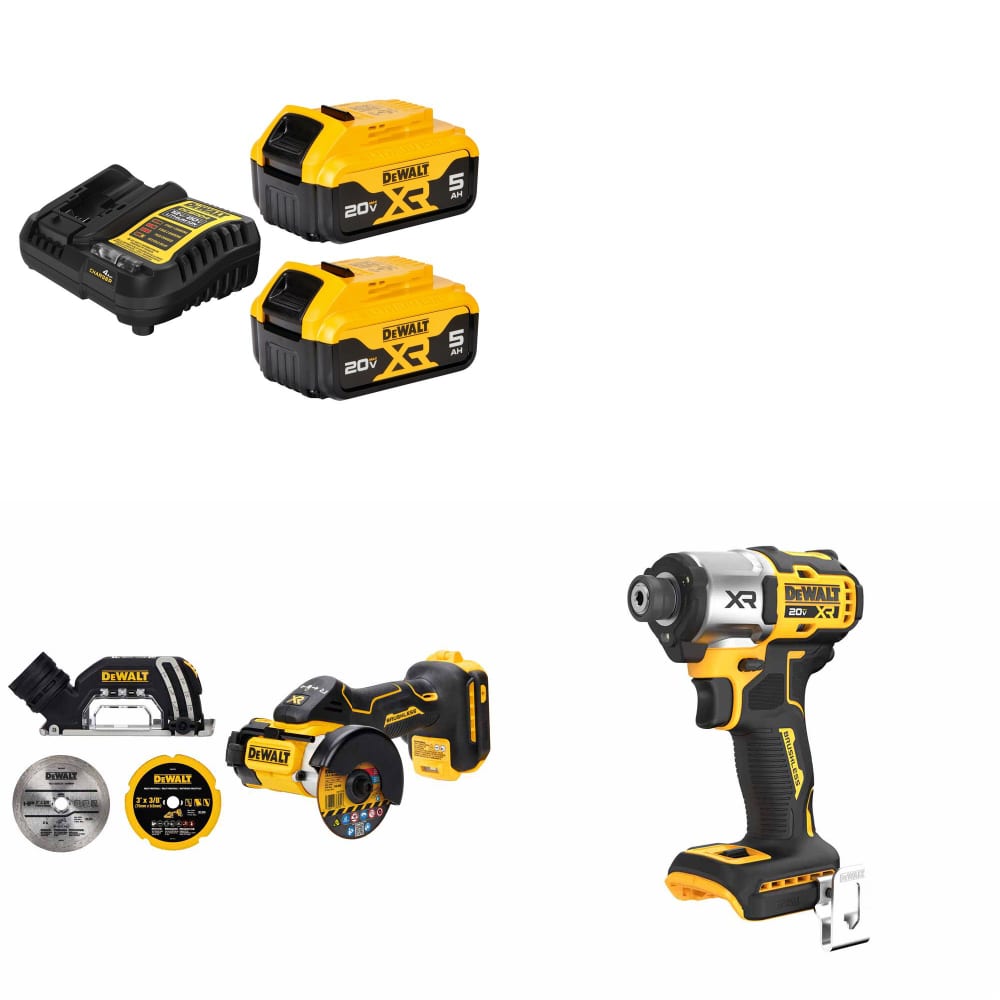 DeWalt DCB205-2C 20V Starter Kit W/ FREE DCS438B Cut-Off Tool & Impact Driver