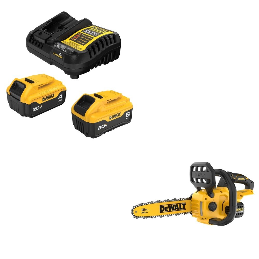 DeWalt DCB246C 20V MAX 6Ah/4Ah Starter Kit W/ DCCS621B 12" Chainsaw