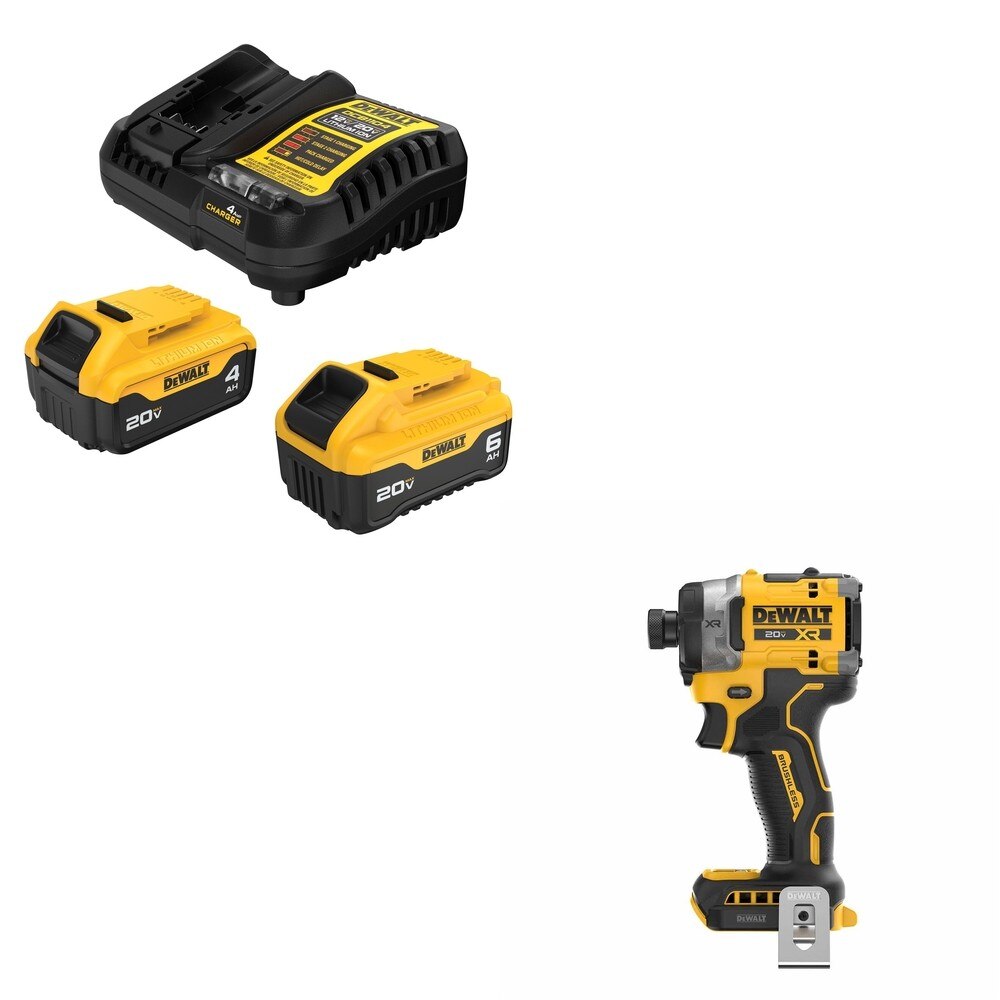 DeWalt DCB246C 20V MAX 6Ah/4Ah Starter Kit W/ DCF860B XR 1/4" Impact Driver
