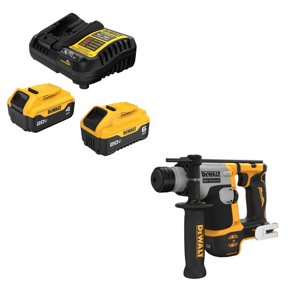 DeWalt DCB246C 20V MAX 6Ah/4Ah Starter Kit W/ DCH172B ATOMIC 5/8" SDS Plus Rotary Hammer