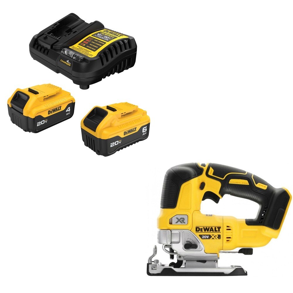 DeWalt DCB246C 20V MAX 6Ah/4Ah Starter Kit W/ DCS334B XR Jig Saw