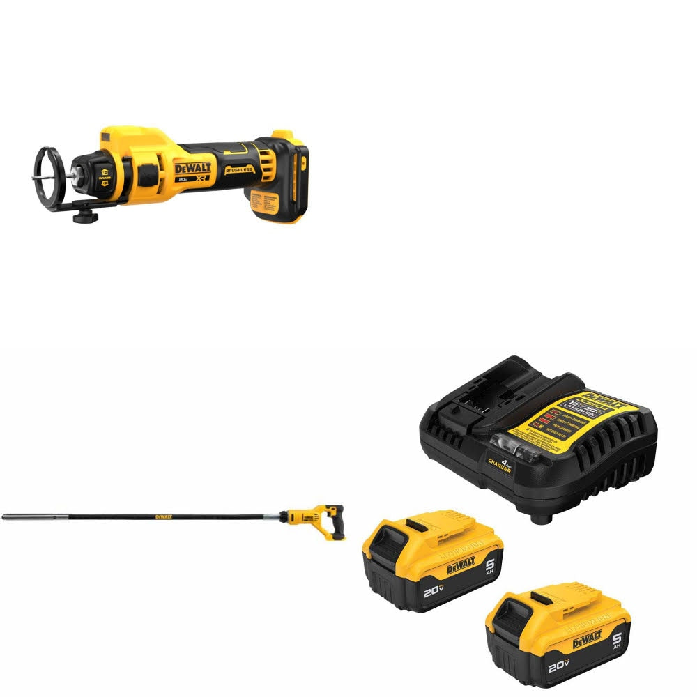 DeWalt DCE555B Drywall Cut-Out Tool Kit W/ DCE531B Concrete Vibrator and FREE DCB205-2C Battery Kit