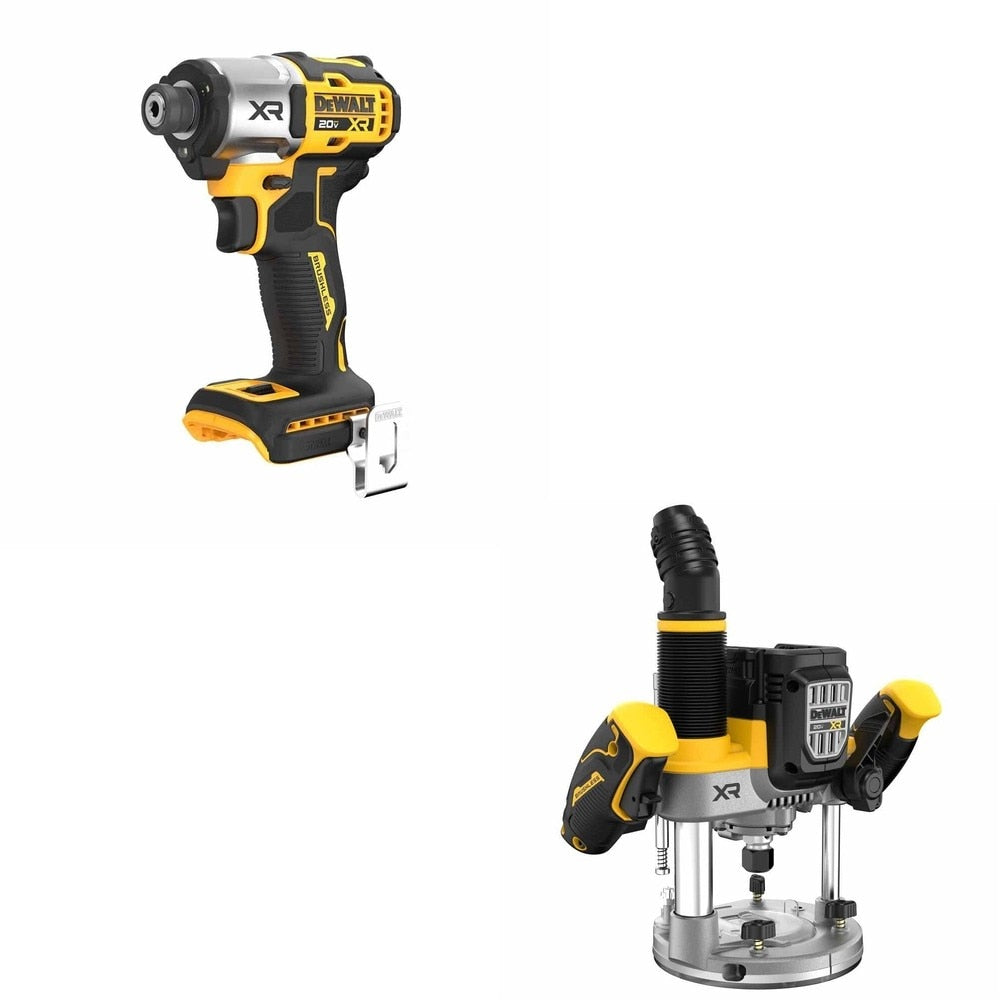 DeWalt DCW620B 20V MAX XR 2-1/4 HP Plunge Router W/ DCF845B 3-Speed Impact Driver