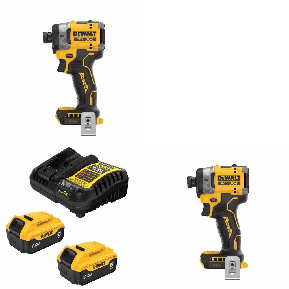 DeWalt DCF860B 20V Max XR Impact Driver, 2 Pack Kit W/ FREE DCB205-2C 20V MAX 5Ah Battery Kit