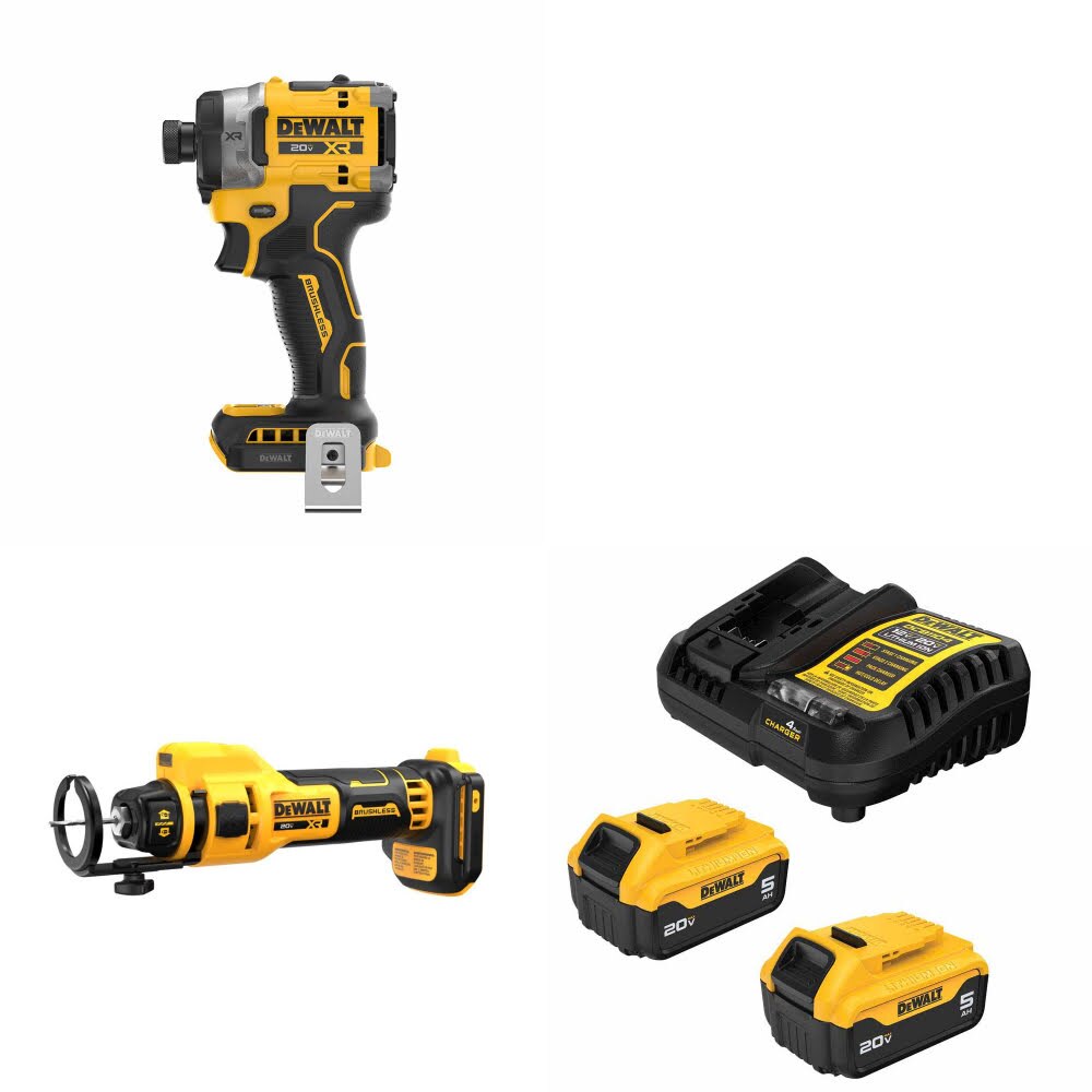 DeWalt DCF860B 20V Max Impact Driver Kit W/ DCE555B Drywall Tool and FREE DCB205-2C Battery Kit
