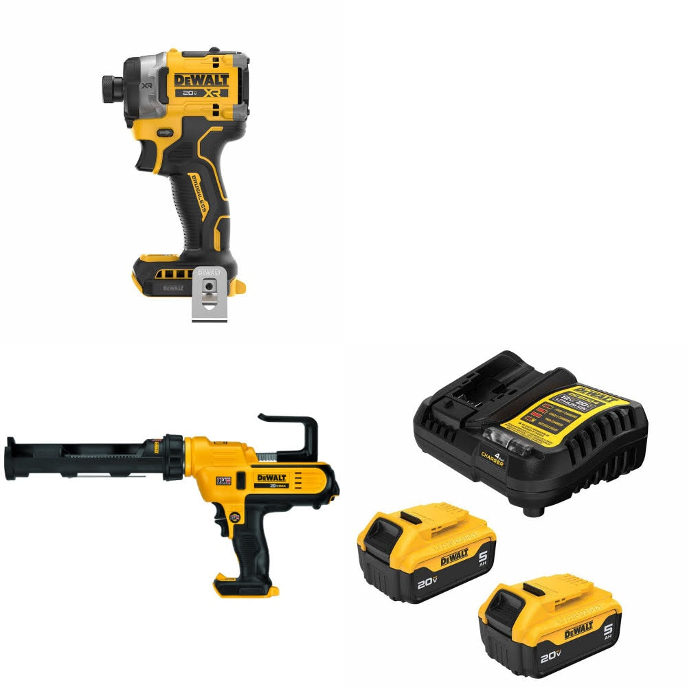 DeWalt DCF860B Impact Driver Kit W/ DCE560B Caulking Gun and FREE DCB205 Battery Kit