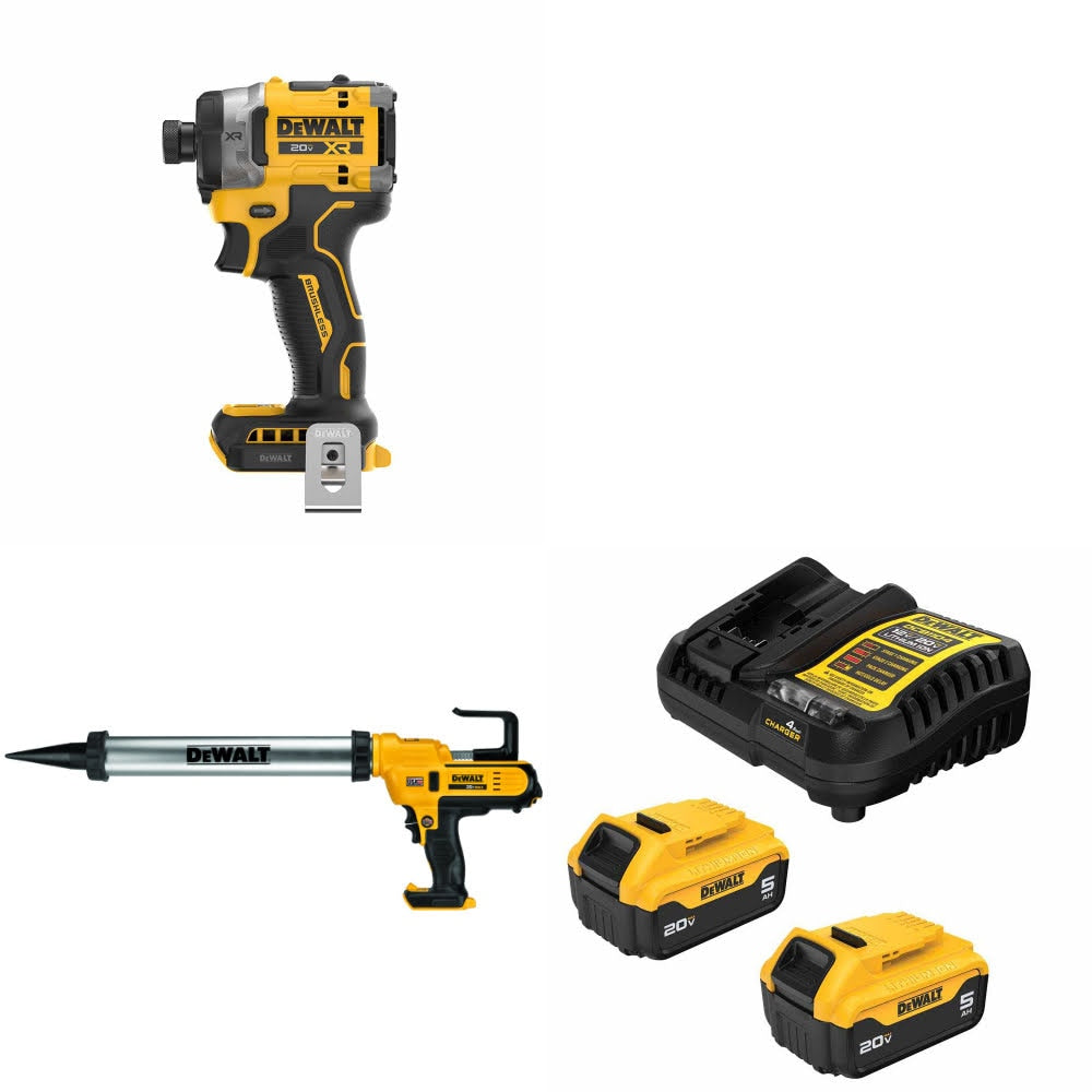 DeWalt DCF860B 20V Max Impact Driver Kit W/ DCE580B Adhesive Gun and FREE DCB205 Battery Kit