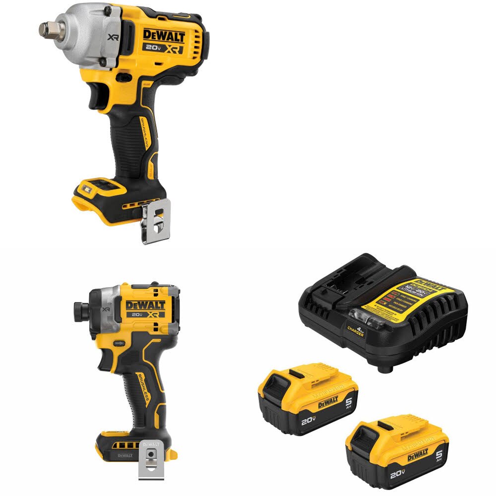 DeWalt DCF891B 20V MAX Impact Wrench Kit W/ DCF860B Impact Driver and FREE DCB205-2C Battery Kit