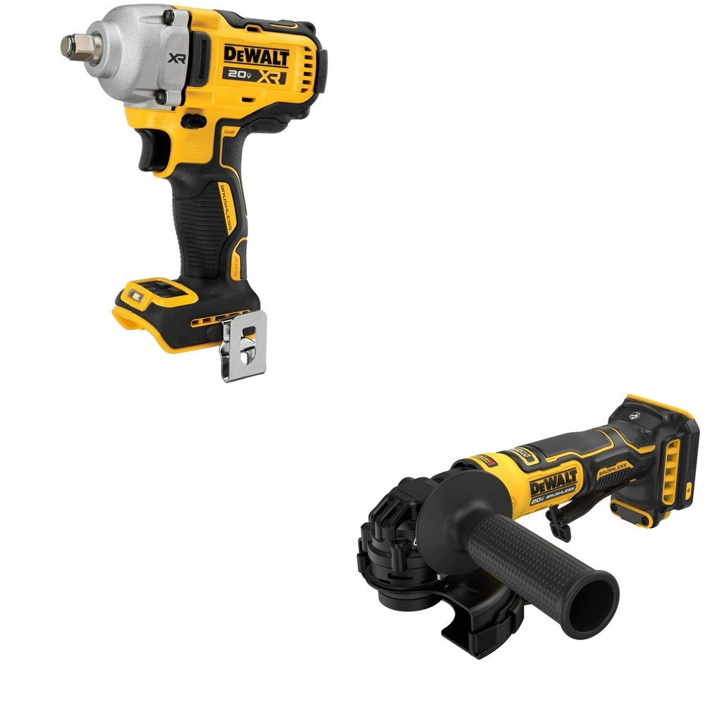 DeWalt DCF891B 20V MAX XR 1/2 in. Mid-Range Impact Wrench W/ DCG402B ATOMIC Angle Grinder