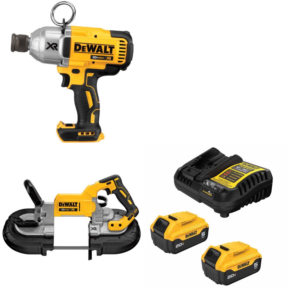 DeWalt DCF898B Impact Wrench Kit W/ DCS374B Band Saw and FREE DCB205-2C Battery Kit