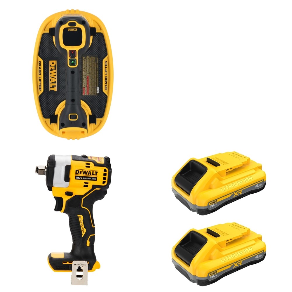 DeWalt DCB2104-2 POWERPACK 4Ah 2-Pack W/ DCE592B Vacuum Lifter and DCF911B Impact Wrench