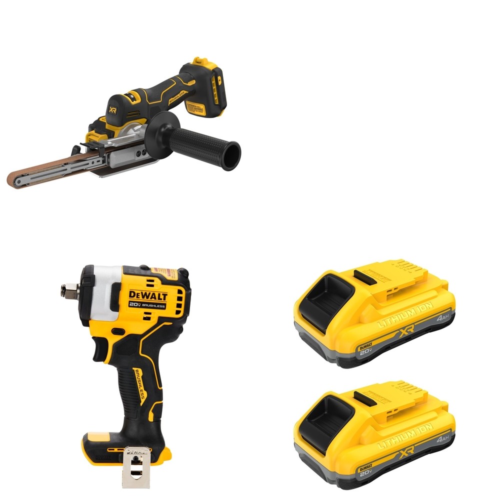 DeWalt DCB2104-2 POWERPACK 4Ah 2-Pack W/ DCM200B Bandfile Sander and DCF911B Impact Wrench