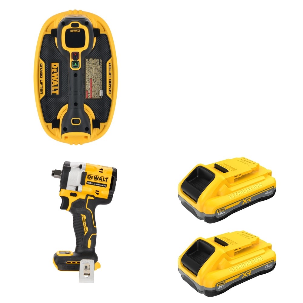 DeWalt DCB2104-2 POWERPACK 4Ah 2-Pack W/ DCF921B ATOMIC Impact Wrench and DCE592B Vacuum Lifter
