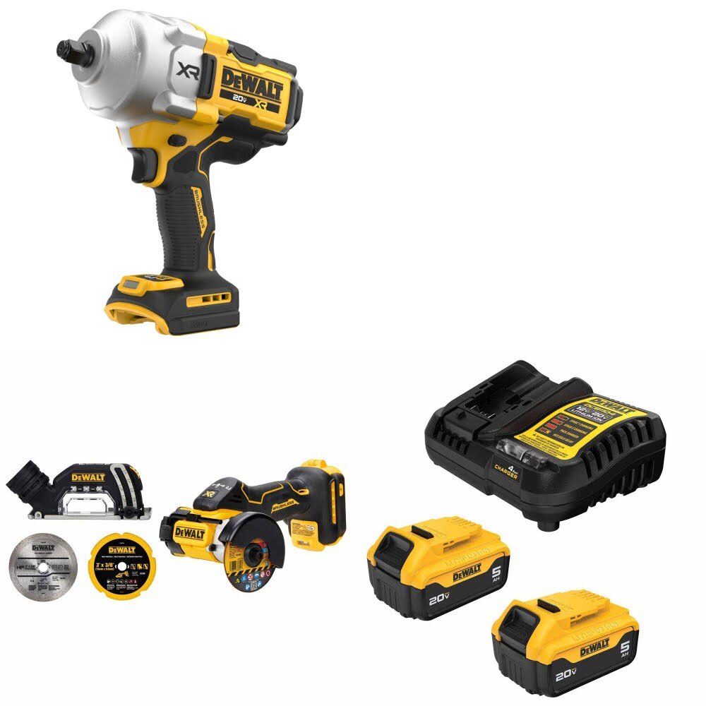 DeWalt DCF961B 20V MAX Impact Wrench Kit W/ DCS438B Cut-Off Tool and FREE DCB205 Battery Kit