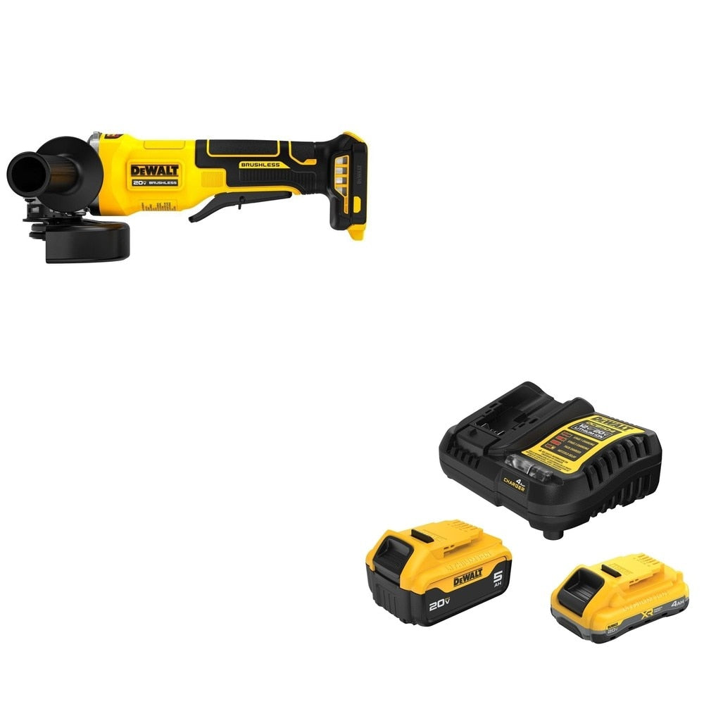 DeWalt DCB245-2C 20V MAX 4.0Ah and 5.0Ah Battery Starter Kit W/ DCG408B Paddle-Switch Grinder