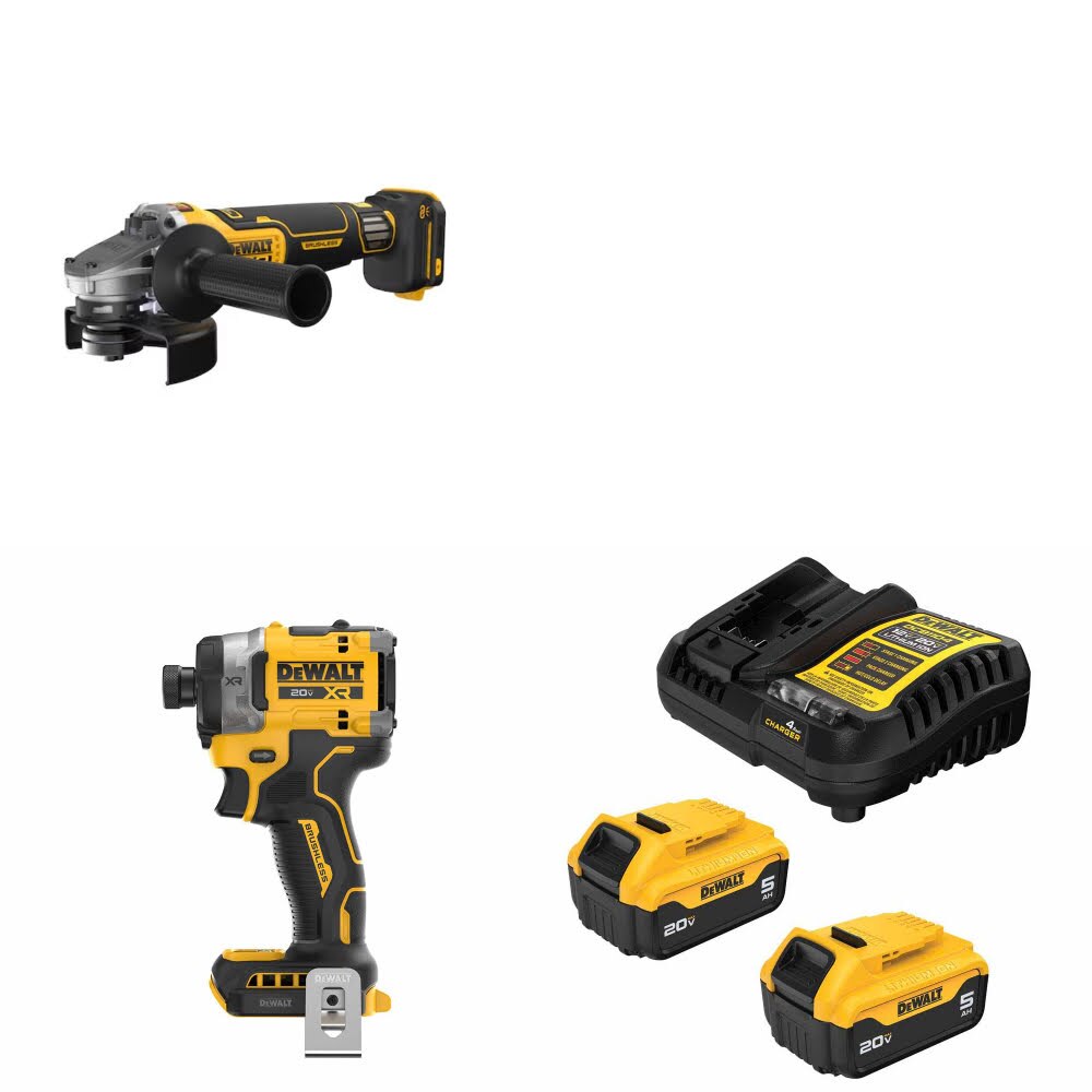 DeWalt DCG410VSB Grinder Kit W/ DCF860B Impact Driver and FREE DCB205 Battery Kit