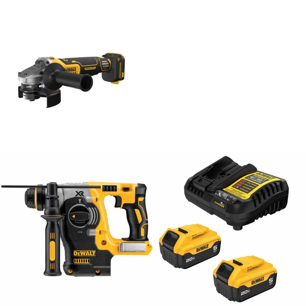 DeWalt DCG410VSB Grinder Kit W/ DCH273B Rotary Hammer and FREE DCB205-