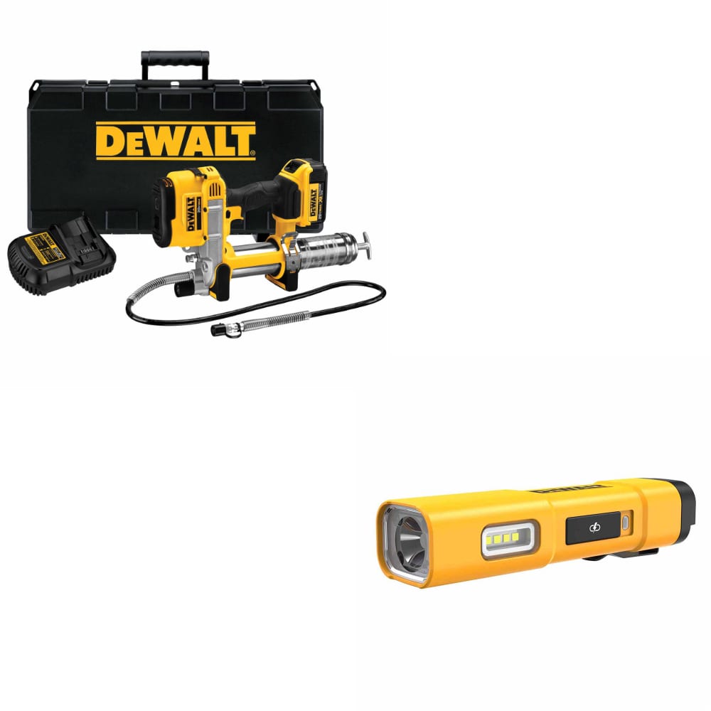 DeWalt DCGG571M1 20V MAX Grease Gun Kit W/ FREE DCL183 Rechargeable Flashlight