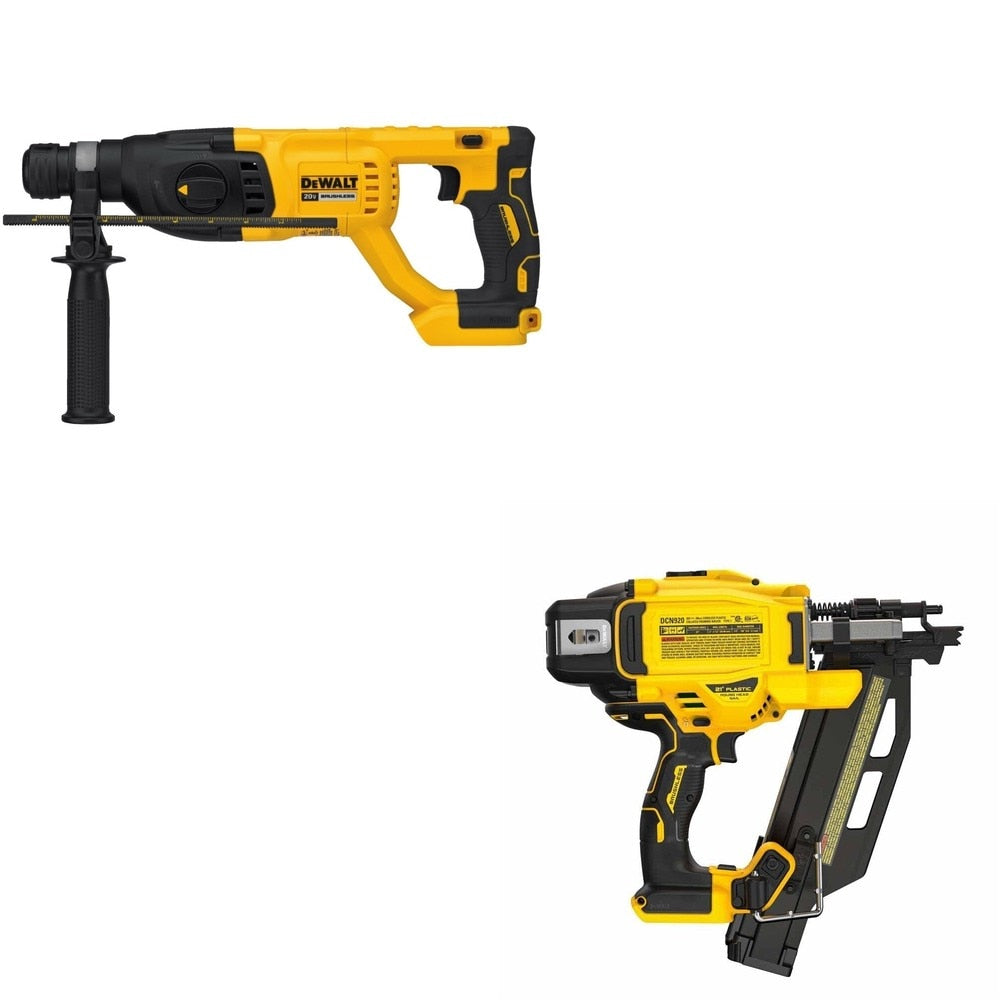 DeWalt DCN920B 20V MAX XR 21-Degree Framing Nailer W/ DCH133B D-Handle Rotary Hammer