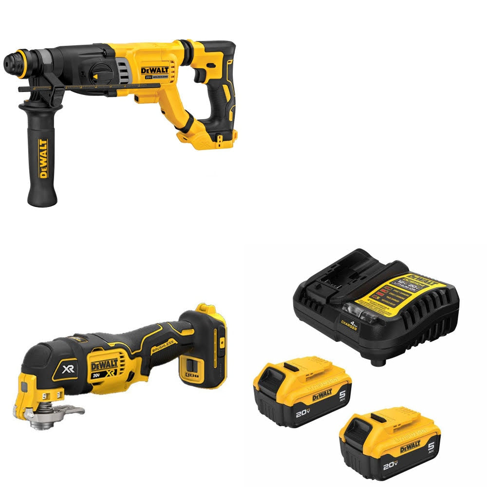 DeWalt DCH263B Rotary Hammer Kit W/ DCS356B Multi-Tool and FREE DCB205-2C Battery Kit