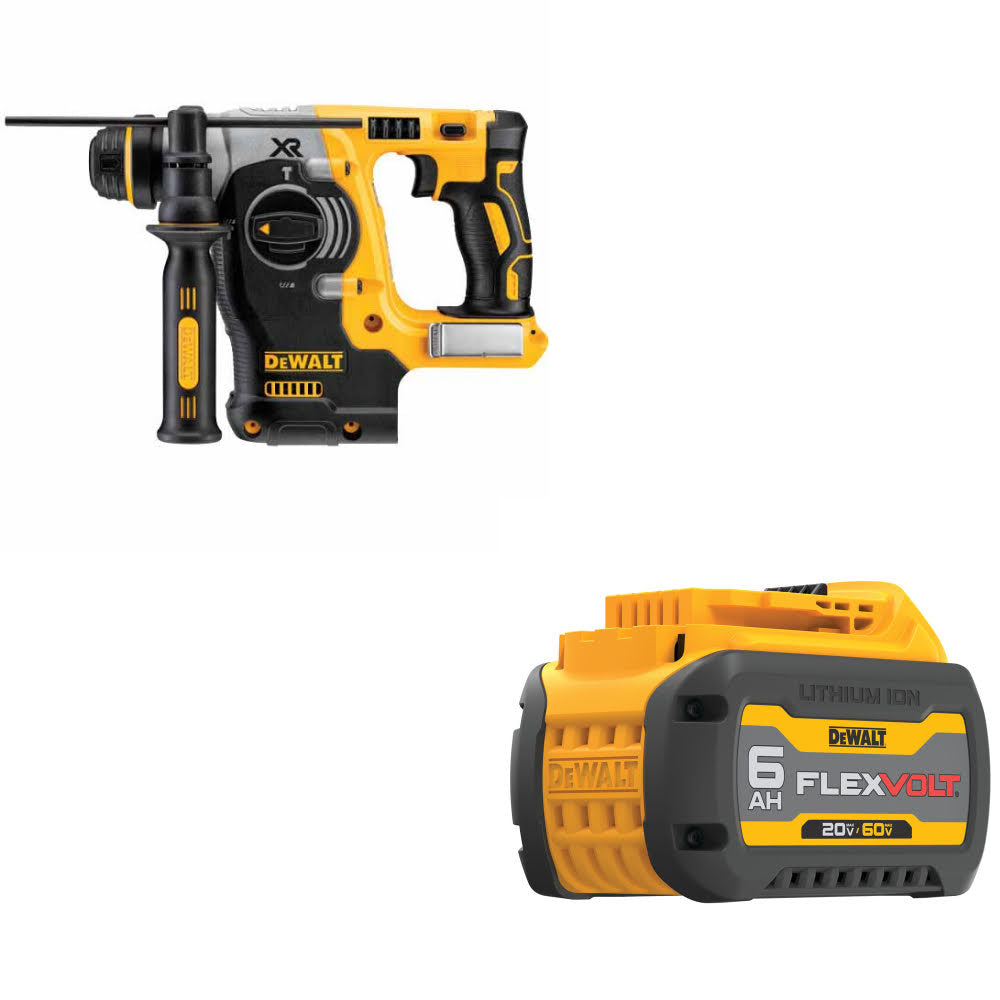 DeWalt DCH273B 20V MAX 1" Rotary Hammer W/ FREE DCB606 20/60V MAX 6.0Ah Battery