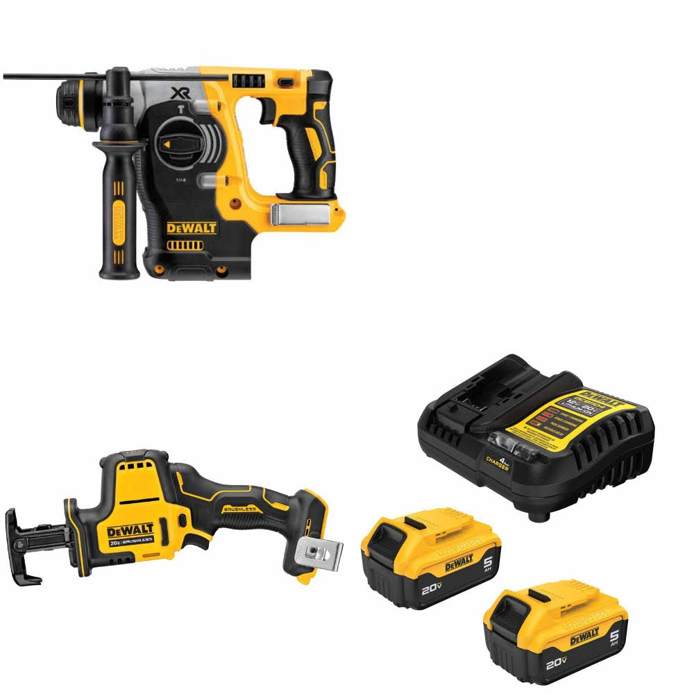 DeWalt DCH273B Rotary Hammer Kit W/ DCS369B Reciprocating Saw and FREE DCB205 Battery Kit