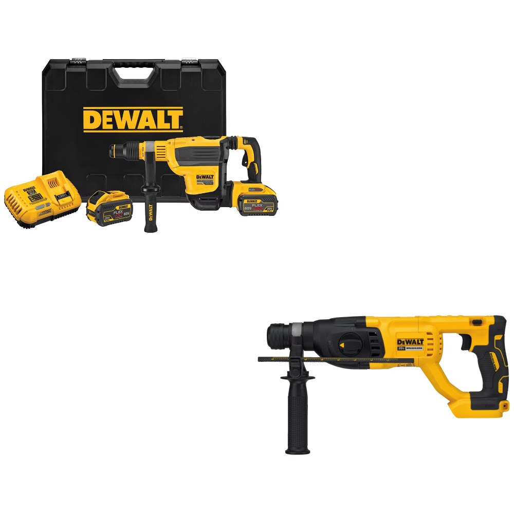 DeWalt DCH614X2 60V SDS Max Rotary Hammer Kit W/ FREE DCH133B 20V Rotary Hammer