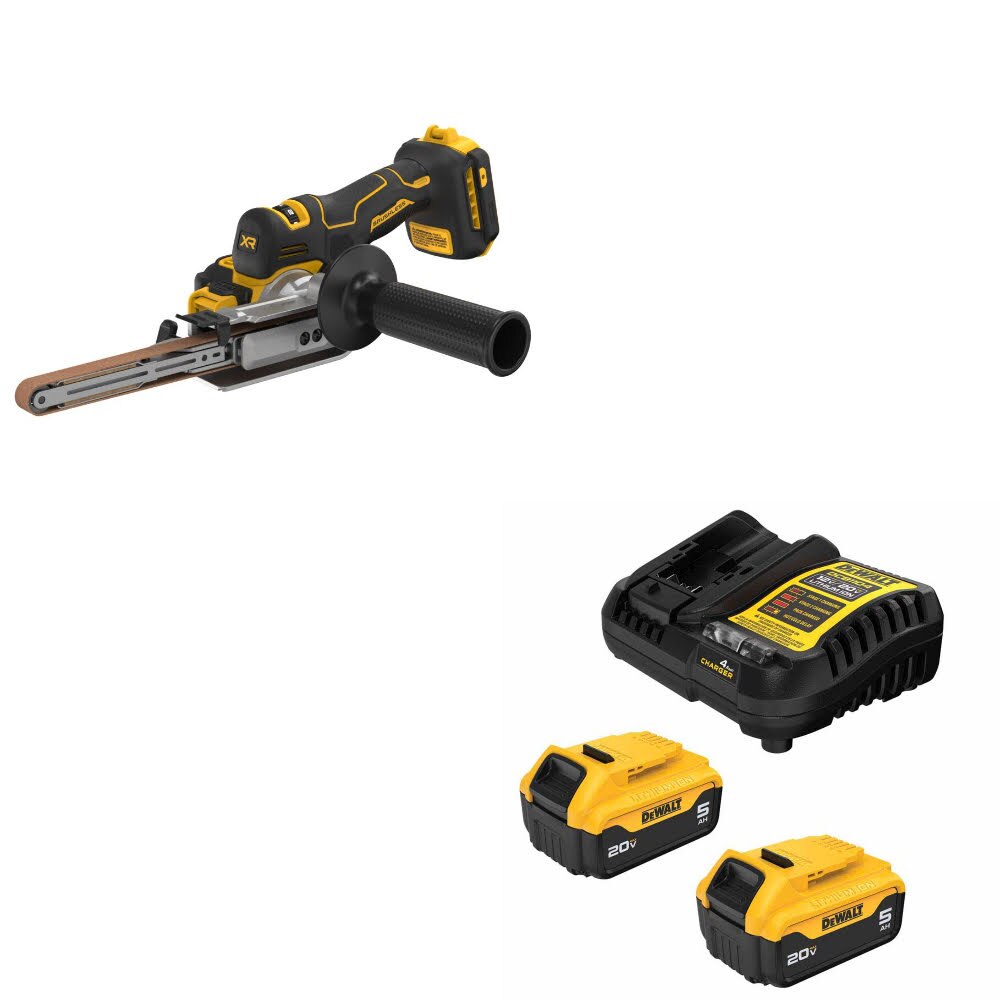 DeWalt DCM200B 20V XR Bandfile, Bare W/ DCB205-2C 20V MAX 5Ah Battery Kit