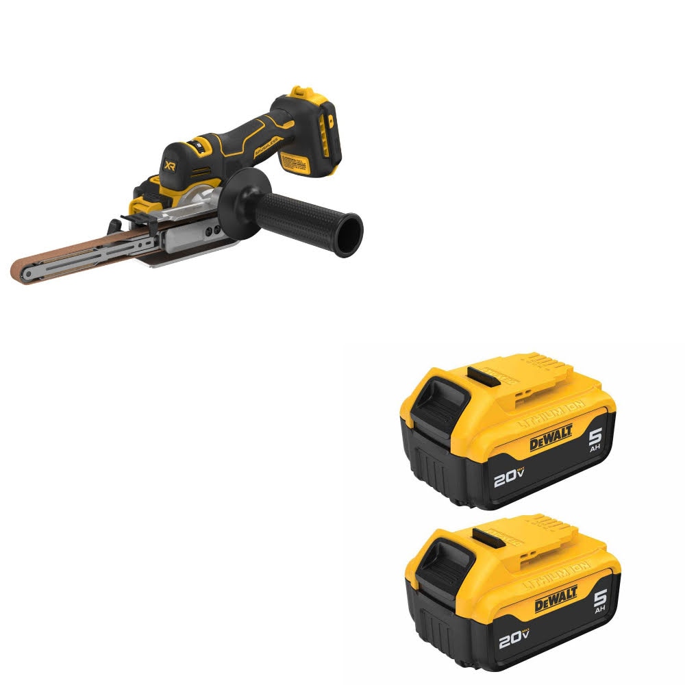 DeWalt DCM200B 20V XR Bandfile, Bare W/ DCB205-2 20V MAX 5Ah Battery 2-Pack
