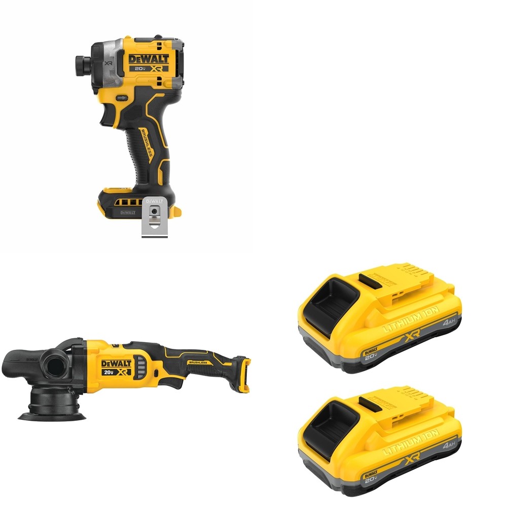 DeWalt DCM848B 20V MAX XR 5 in. Random Orbit Polisher W/ DCB2104-2 and DCF860B Impact Driver