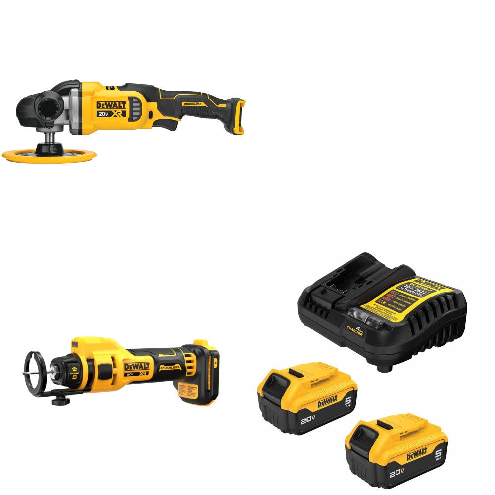 DeWalt DCM849B Rotary Polisher Kit W/ DCE555B Drywall Tool and FREE DCB205 Battery Kit