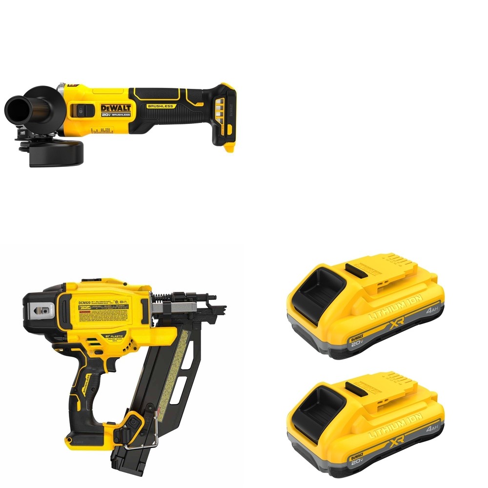 DeWalt DCN920B 21-Degree Framing Nailer W/ DCB2104-2 POWERPACK 4Ah 2-Pack and DCG407B
