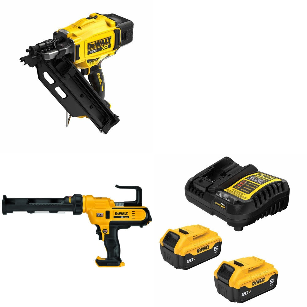 DeWalt DCN930B Framing Nailer Kit W/ DCE560B Caulking Gun and FREE DCB205 Battery Kit